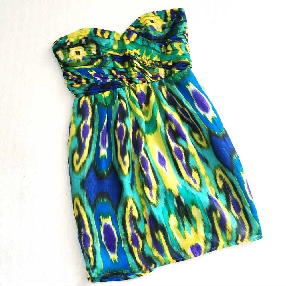 shoshanna balinese dress in silk ikat